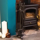 Black Companion Set 5 Piece Fire Tool Vintage Fireside Place Iron Twisted Handle