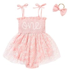 TITKKOP Baby Girl 1st Birthday Clothes One Year Old 9-12 Months, White-pink