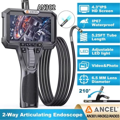 ANCEL AN301/AN302 Endoscope Two-Way Articulating Industry Borescope Dual Camera