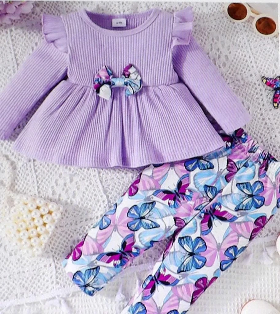 Toddler Girls Clothing PURPLE BUTTERFLY PANTS AND TOP 6-9 months NEW