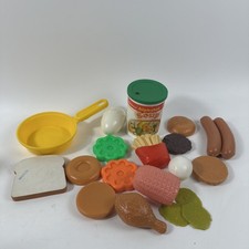 1987 Fisher-Price Fun With Food Lot- Cookie Bread Eggs Mcdonalds Pan Soup Ham