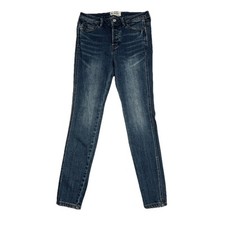 Free People High Rise Jeans 25 Blue Button Fly Skinny Womens Measures 25 x 27.5