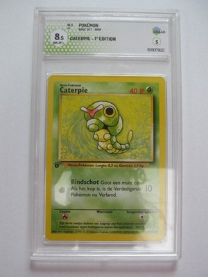 WOTC, Base Set, 45/102, Caterpie, 1st Editon, GRAAD 8.5 Niederländisch, XX107