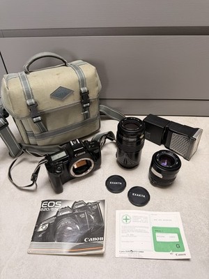Kamera Canon EOS 650 analog mit 2 Objektiv Anleitung Tasche und Blitz 