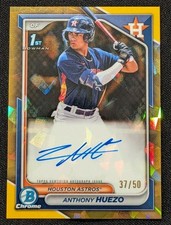 2024 Bowman CHROME Sapphire Anthony Huezo AUTO GOLD /50 Cracked Ice Draft 1ST RC