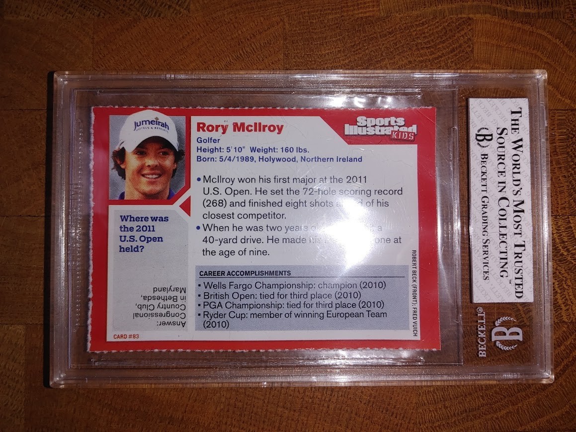 2011 SI for Kids Rory McIlroy BGS 8 Rookie Sports Illustrated RC NM-MT view 4