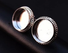 10mm Round Blank Bezel Stud Earrings 925 Sterling Silver Designer Wire Setting