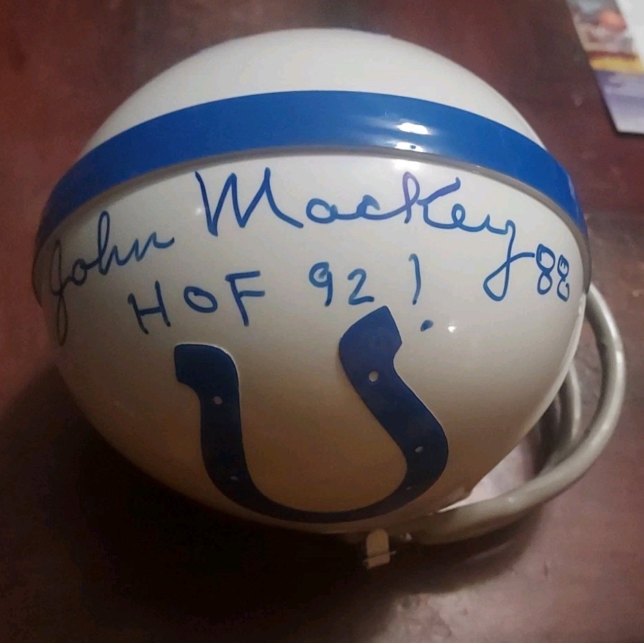 John Mackey Autographed Colts Throwback Mini Helmet HOF 92 w/ JSA