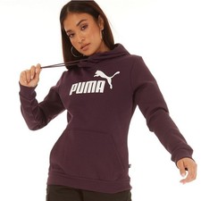 PUMA Womens Essentials Big Logo Hoodie Large Purple Sweatshirt Midnight Plum NWT