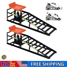 2Pcs Heavy Duty Hydraulic Car Truck Ramps Lift Auto Service 5 Ton Jack Repair