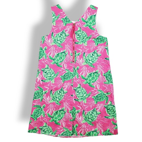 Tommy Bahama Dress Girls Size 8 Pink Turtle Print Shift A-Line Preppy Beach - Picture 2 of 10