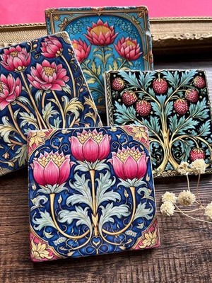 4pcs/set Vintage Floral Heat Insulation Cup Mat, Anti-Scald Non-Slip Coaster