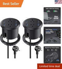 Flush-Mount 3-Inch Power Grommet - 2 Outlets  4 USB Ports for Stylish Desktops