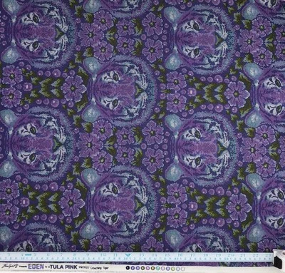 FREE SPIRIT FABRIC Tula Pink Fabric EDEN Crouching Tiger Amethyst OOP Fat Quarter 100% Cotton