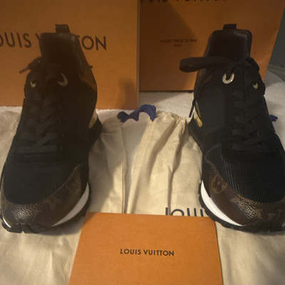 Louis Vuitton Run Away Black Brown Leather Monogram Low Top Sneakers Unisex