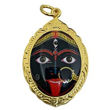 Kali Maa Red Tongue Om Shiva Shakti Hindu Amulet Pendant Gold Plated Frame #8