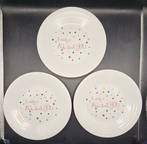 Set of 3 HLC Fiesta Side Plate "It Really Is All About You" White Ceramic