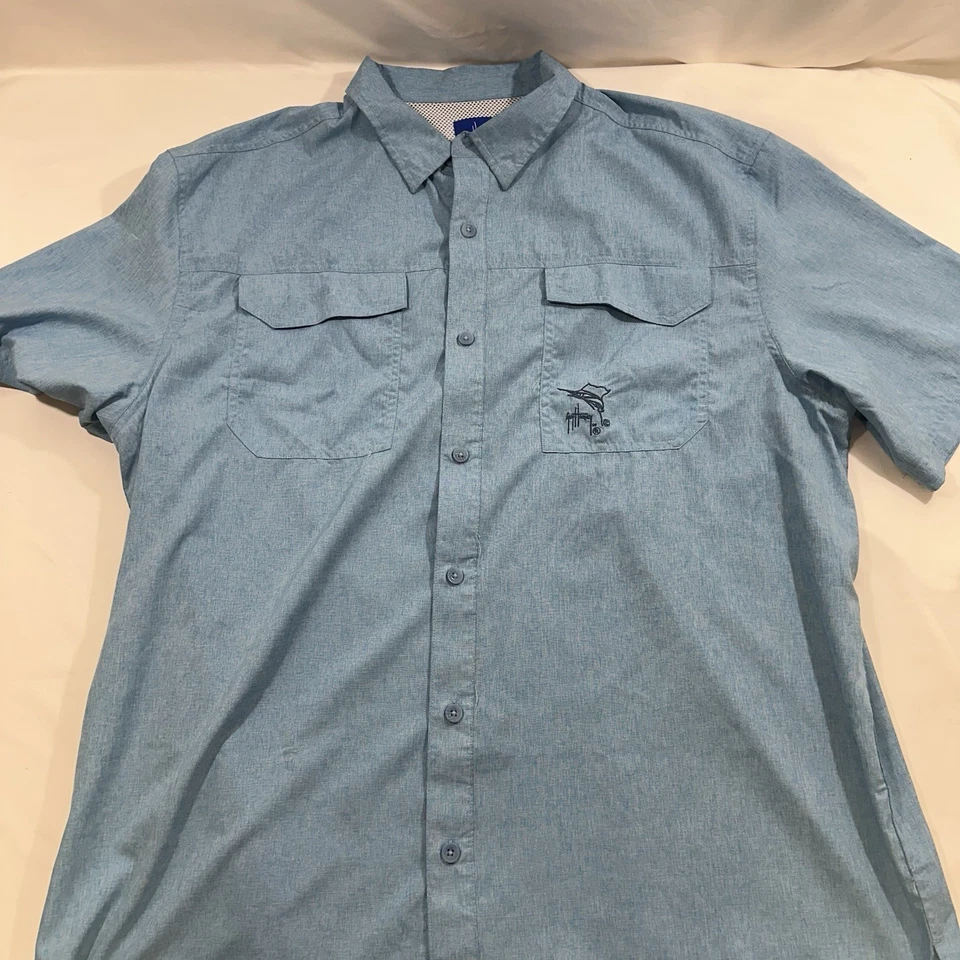 Camisa de pesca Guy Harvey azul manga corta protección solar para hombre talla XL Foto 2 de 4