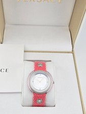 Versace Women’s Thea Gemmed Bezel Pink Lizard Watch - VA7070013 ($2395 MSRP)
