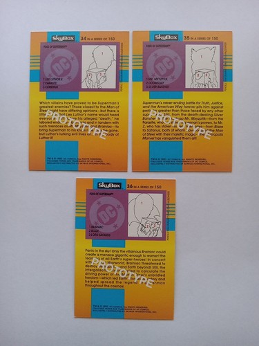 1993 Skybox DC Comics Cosmic Teams Foes Of Superman Prototype #34,35,36 Promo - Picture 2 of 2