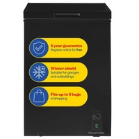 Russell Hobbs Black Chest Freezer 99L Freestanding with Adjustable Thermostat &
