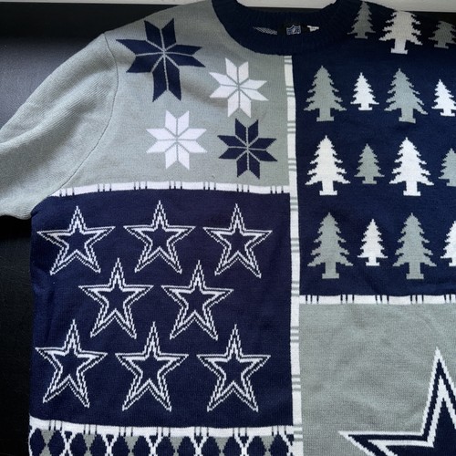 Maglione Dallas Cowboys Uomo Xtra Large Grigio Blu Brutto Natale Calcio NFL - Foto 3 di 6