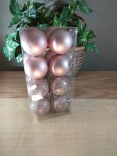 16-Count At Home Christmas Shatterproof Ornaments- Bronze Gold Glitter 2.8in