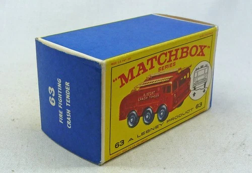 Lesney Matchbox MB63b Fire Crash Tender ORIGINAL Empty E1 Type Box Light Blue