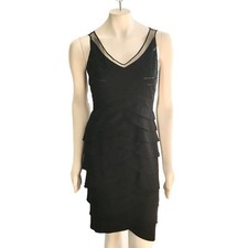 ADRIANNA PAPELL Flattering Shutter Pleat Little Black Cocktail Dress WOMEN'S 6