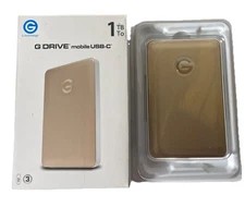 Hitachi G-DRIVE 2.5" USB-C Portable External Hard Drive Gold 1TB 7200rpm 0G04843