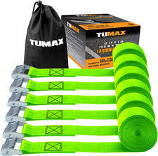 1" X 12' Lashing Straps Cargo Tie-Down Strap up to 900Lbs, 6Pk Cam Buckle Tie do