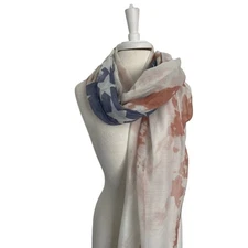 Women's Patriotic Old Rugged American Flag Lightweight Sheer Scarf Shawl Vintage