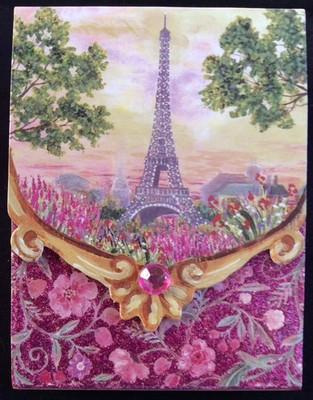 Punch Studio Retired Vtg VHTF Mini Note Pad | Eiffel Tower in Flowers | 46564