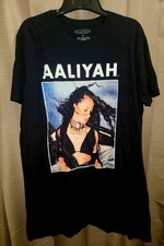Aaliyah Black Graphic Print Retro R&B Music Hip Hop Large T-Shirt 1 Sided 