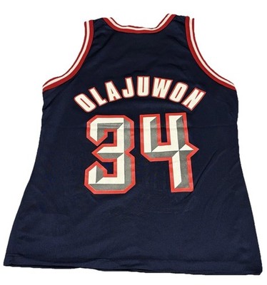 Vintage NBA 90s Champion Houston Rockets Hakeem Olajuwon Blue