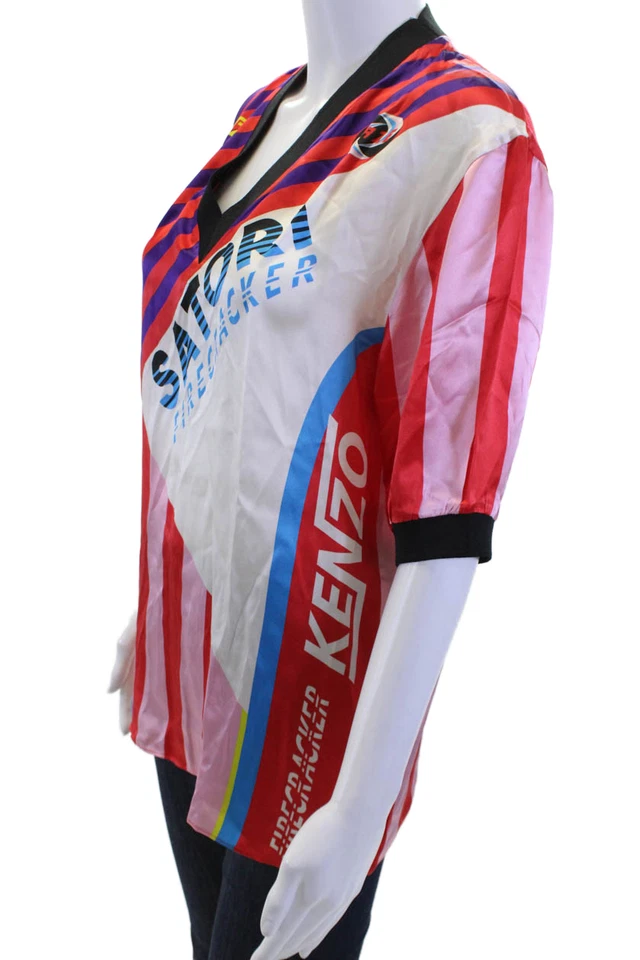 Camiseta deportiva para mujer Kenzo Paris negra con cuello en V gráfica a rayas manga 3/4 talla XS Foto 2 de 4