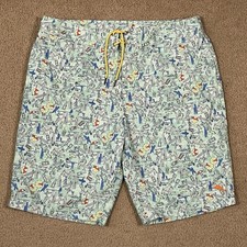 Tommy Bahama Mens Blue Teal Surfboard Printed Water Boardshorts Size 38