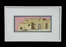 Original John Aragon Watercolor Painting “Horno In Pueblo” Santa Fe NM Artist
