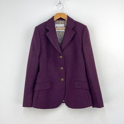 Bucktrout Claire Tweed Jacket Womens 8 Damson Purple Moon Wool Hacking Blazer