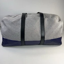 EVERLANE Twill Weekender Duffle Bag Large Inner Zip Pocket Gym Travel Gray Blue