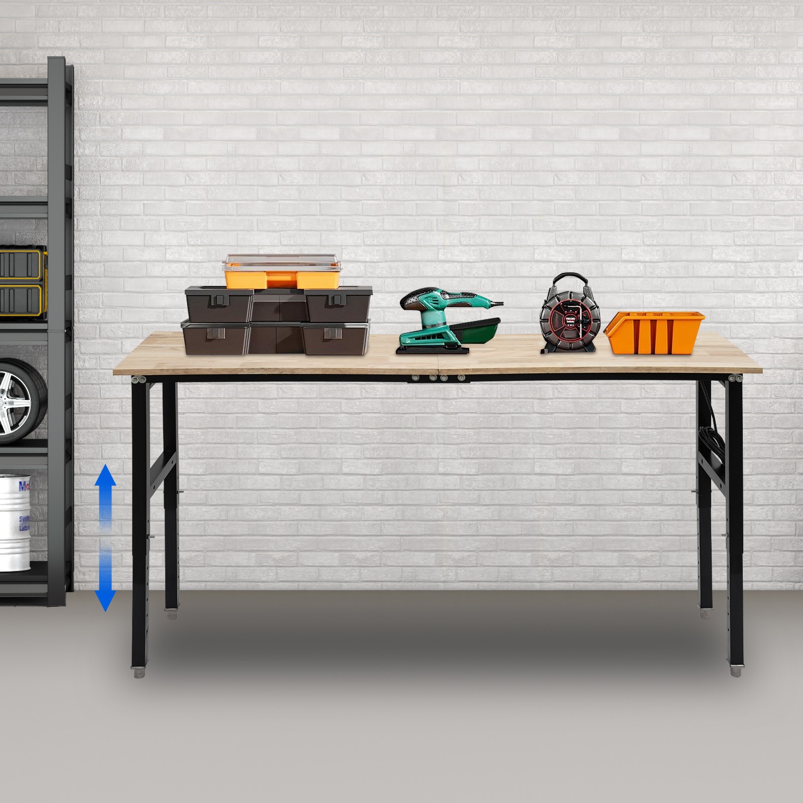 Heavy-Duty Adjustable Workbench 72 x 20-inch Workshop Bench with Power Outlets