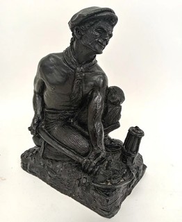 STUDIO TWRO N. Wales Handcrafted Welsh Miner Coal Sculpture Mining Collectable
