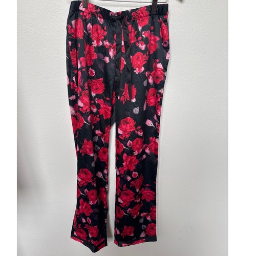 Victoria's Secret Satin Pajama Set Black Red Floral Romantic Size S NWT - Picture 2 of 11