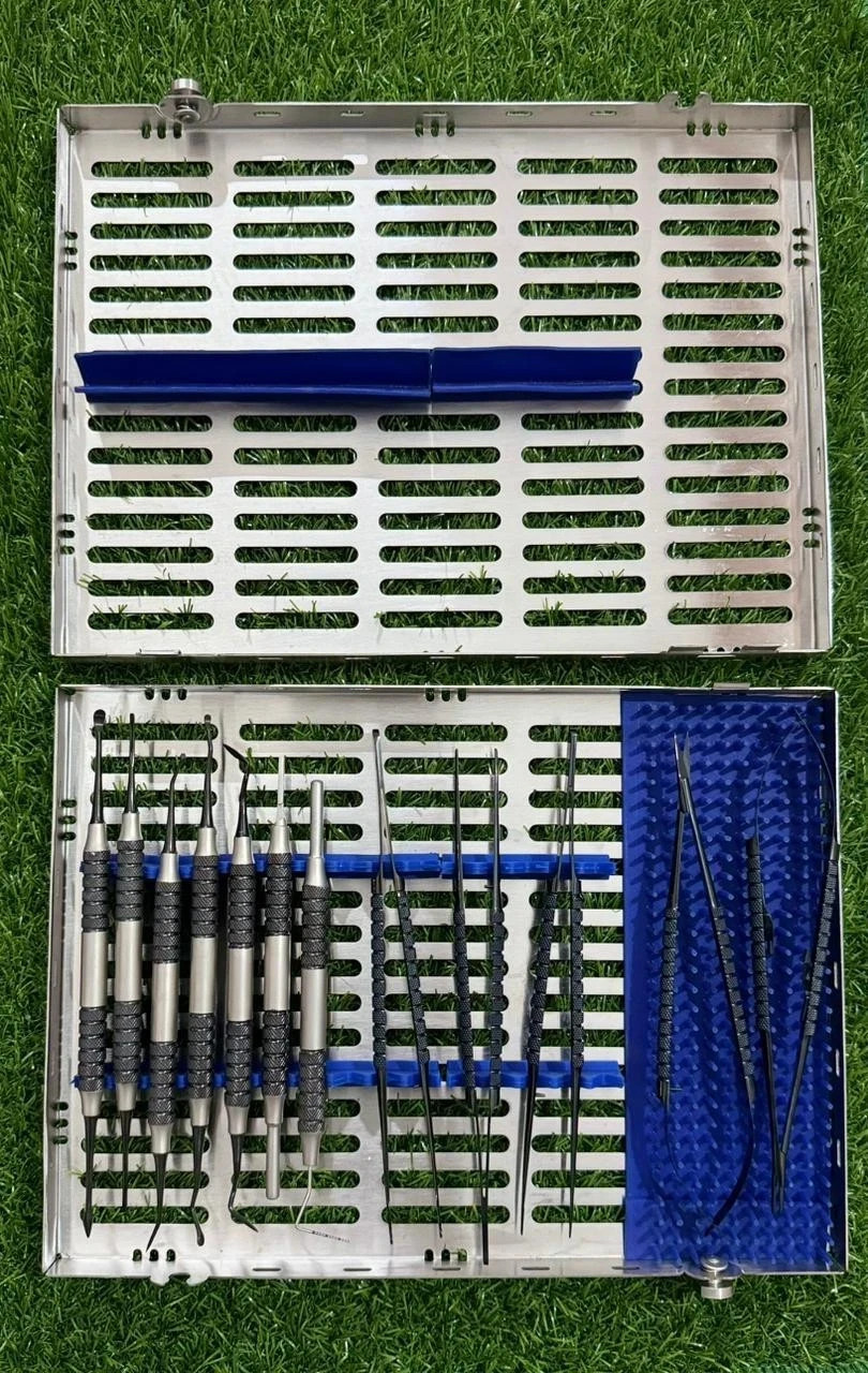 Kit de microchirurgie buccale et parodontale en acier chirurgical poli satiné