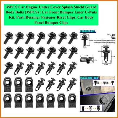 35PCS Car Engine Under Cover Splash Shield Guard Body Bolts 35PCS | Car Front...