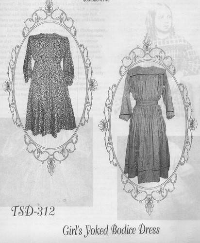 Civil War Style GIRL'S YOKED BODICE DRESS Timeless Stitches PATTERN TSB-312 - Picture 2 of 13