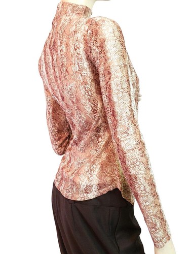 NWOT Cable & Gauge Brown Snakeskin Animal Print Lined Mesh Long Sleeve Top XS - Picture 7 of 14