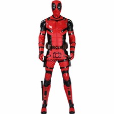 Deadpool 3 Jumpsuit Cosplay Costume Wade Wilson Mens Red Outfit Halloween Dress