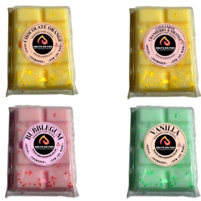 4 x Wax Melts Handmade Riegel stark duftend 25g Fruchtdüfte vegan