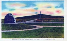 First Successful Flight By Orville Wright Kitty Hawk NC Linen Vintage Postcard